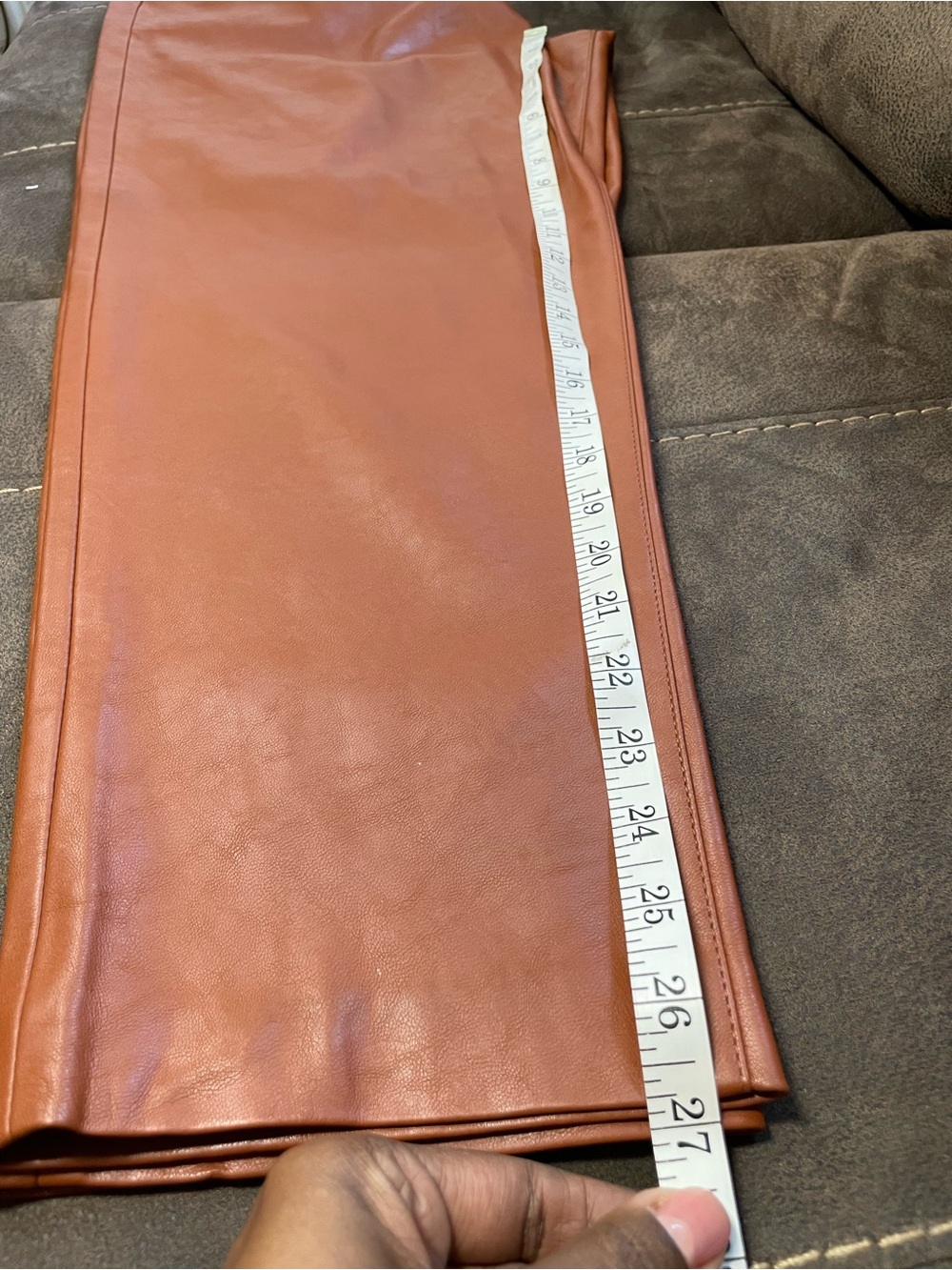 BLANKNYC Faux Leather Pants 31 Cognac Brown High Rise Academia Pleated Trouser - Picture 10 of 11
